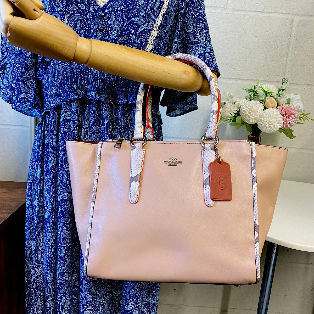 Coach F11751 Carryall in Natural Refined Leather With Python Embossed Leather Coach F11751 Carryall in Natural Refined Leather With Python Embossed Leather